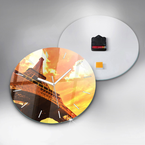 Round glass wall clock The Eiffel Tower in Paris