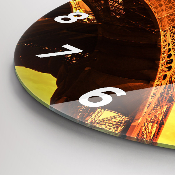 Round glass wall clock The Eiffel Tower in Paris