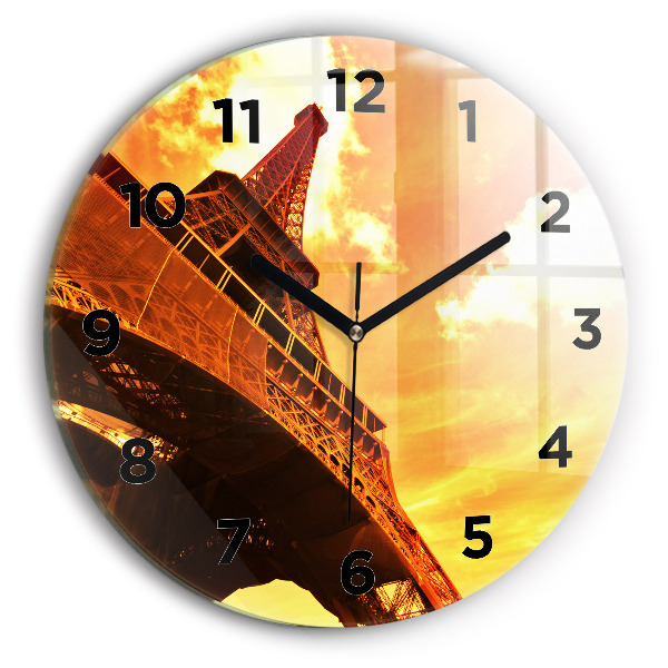 Round glass wall clock The Eiffel Tower in Paris