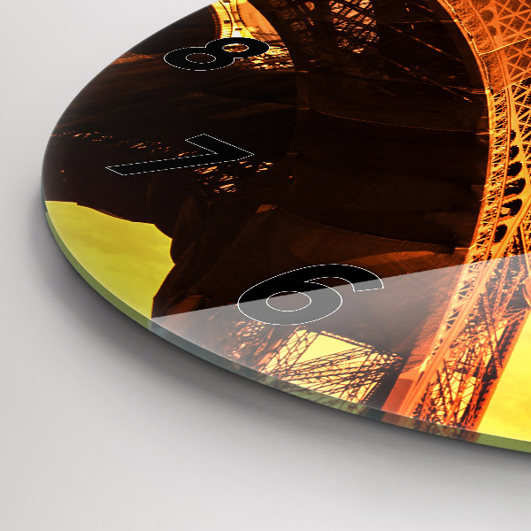 Round glass wall clock The Eiffel Tower in Paris