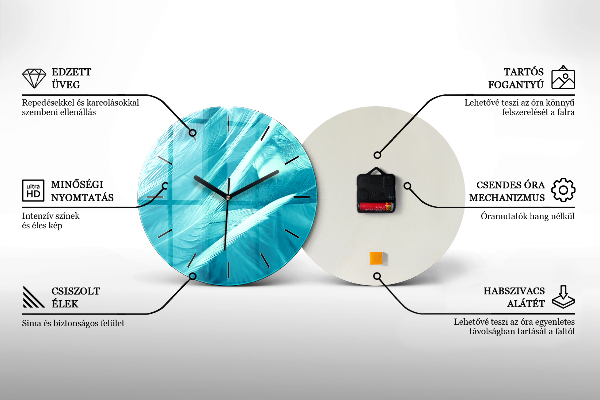 Round glass wall clock USA sunset