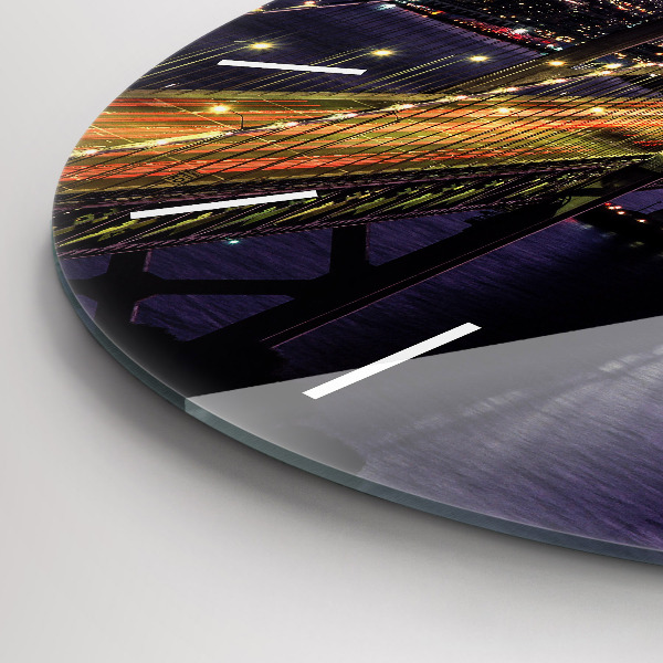 Round glass wall clock USA sunset