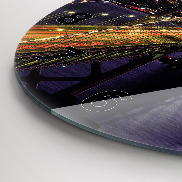 Round glass wall clock USA sunset