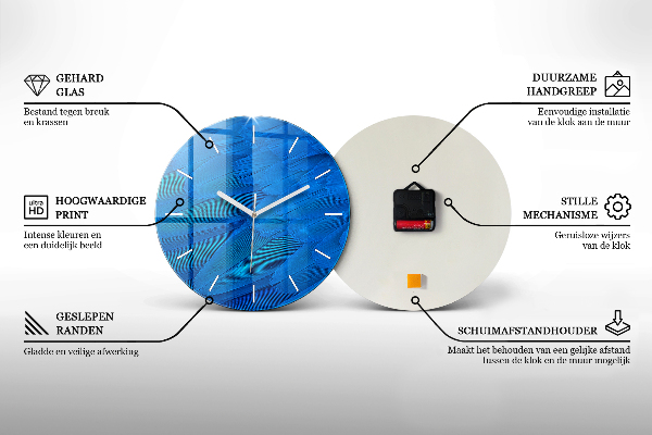 Round glass wall clock View of the waterfall