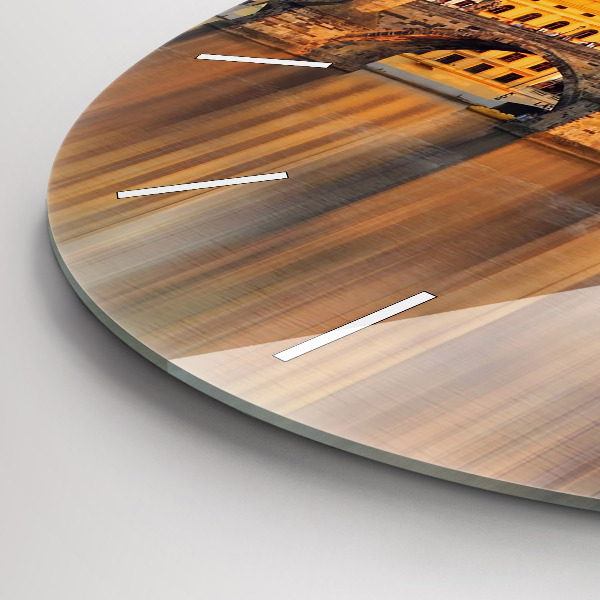 Round glass wall clock Panorama over the river