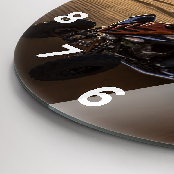 Round glass wall clock Quad in the desert