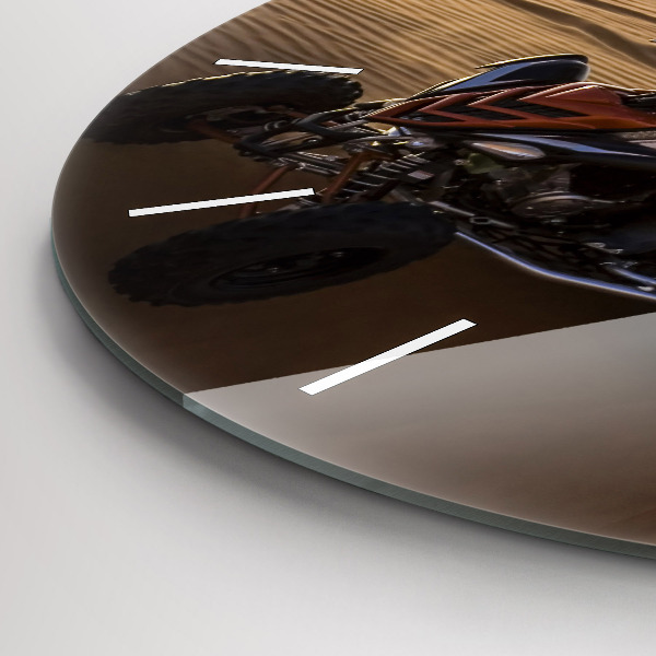 Round glass wall clock Quad in the desert