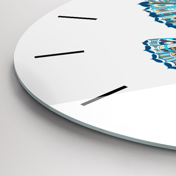 Round glass wall clock Owl in flight