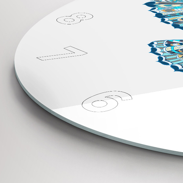 Round glass wall clock Owl in flight