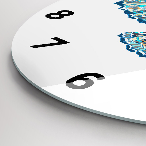 Round glass wall clock Owl in flight