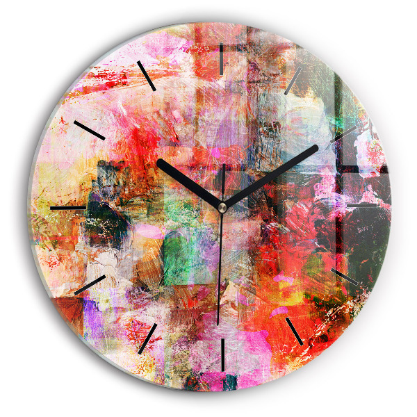 Round glass wall clock Abstract composition