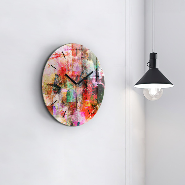 Round glass wall clock Abstract composition