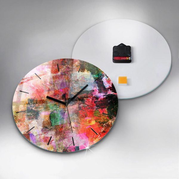 Round glass wall clock Abstract composition