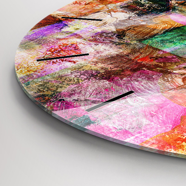Round glass wall clock Abstract composition