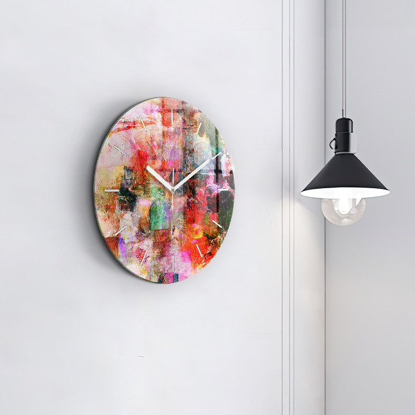 Round glass wall clock Abstract composition