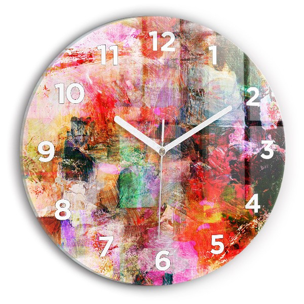 Round glass wall clock Abstract composition