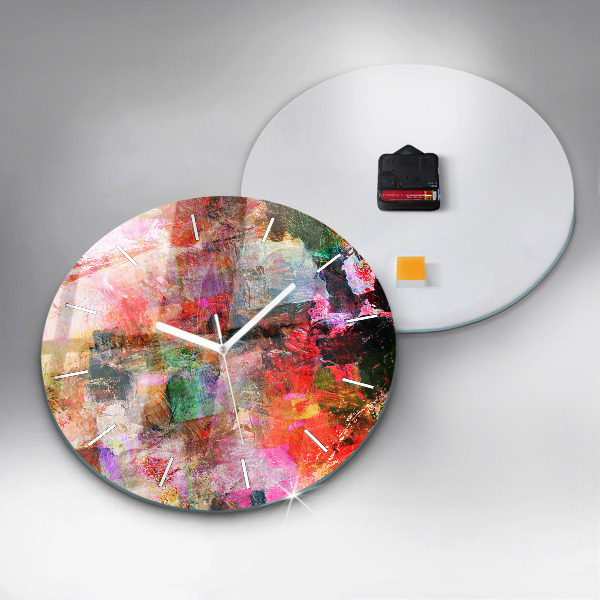 Round glass wall clock Abstract composition
