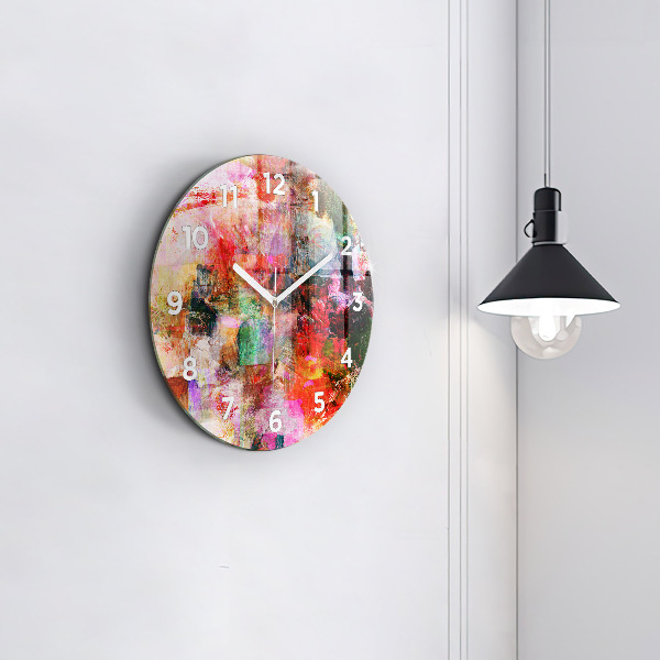 Round glass wall clock Abstract composition