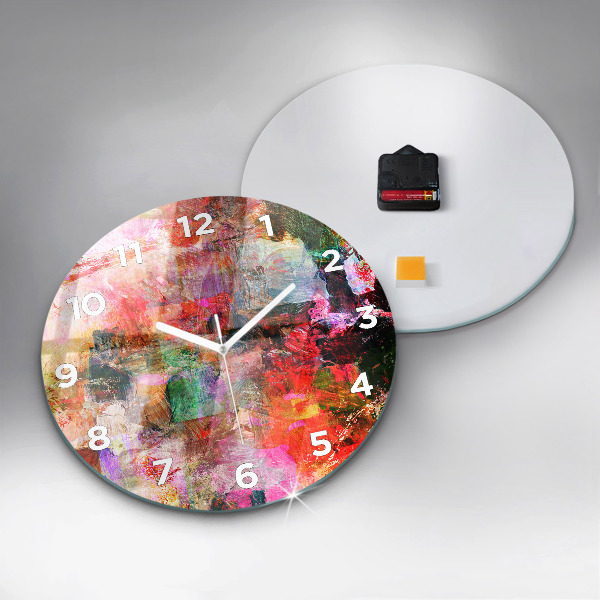 Round glass wall clock Abstract composition