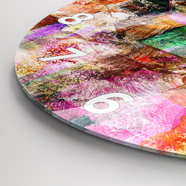 Round glass wall clock Abstract composition