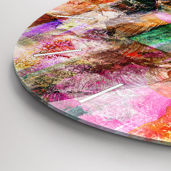 Round glass wall clock Abstract composition