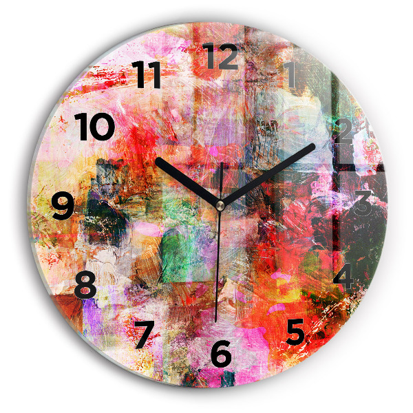 Round glass wall clock Abstract composition