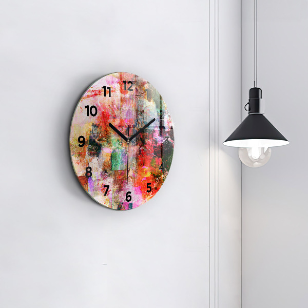 Round glass wall clock Abstract composition