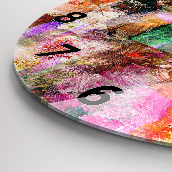 Round glass wall clock Abstract composition