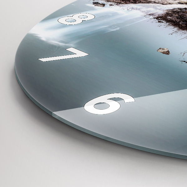 Round glass wall clock Flying Island and Waterfall