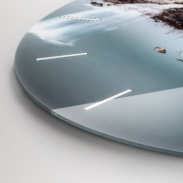 Round glass wall clock Flying Island and Waterfall