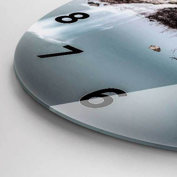 Round glass wall clock Flying Island and Waterfall