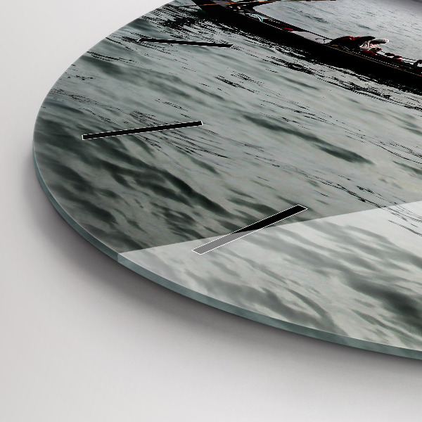 Round glass wall clock Gondola in Venice