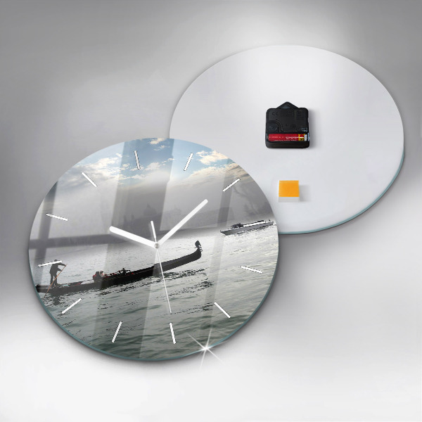 Round glass wall clock Gondola in Venice