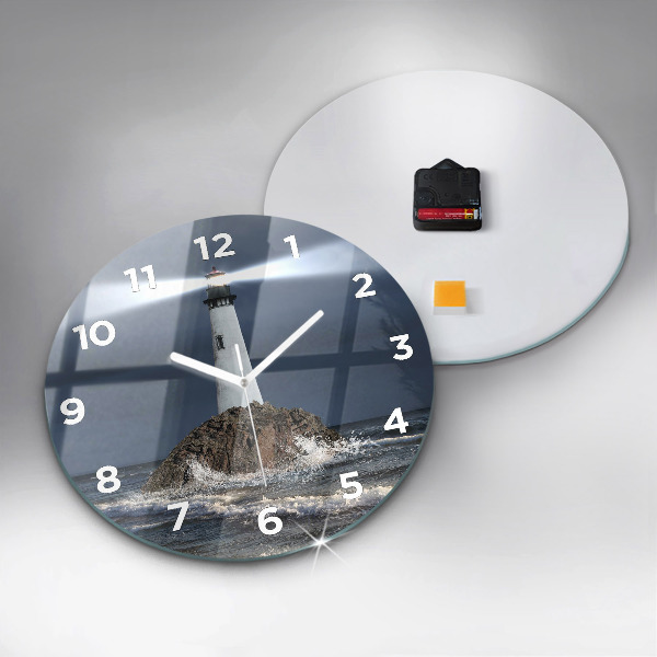 Round glass wall clock Lighthouse