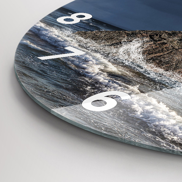 Round glass wall clock Lighthouse