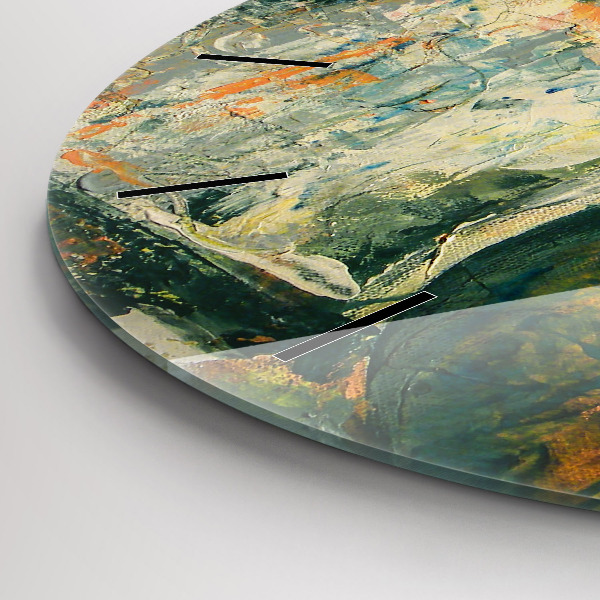 Round glass wall clock Painted elephant posture