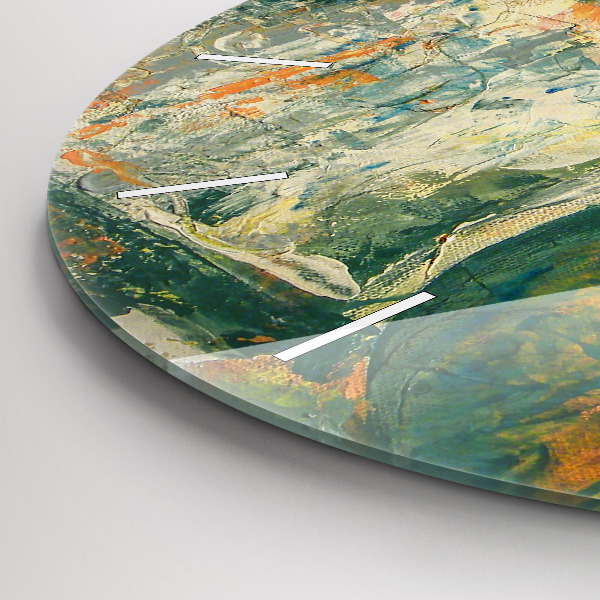 Round glass wall clock Painted elephant posture