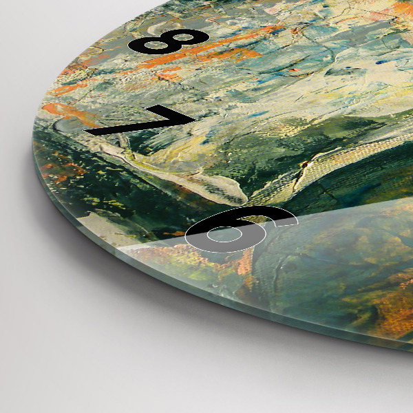 Round glass wall clock Painted elephant posture