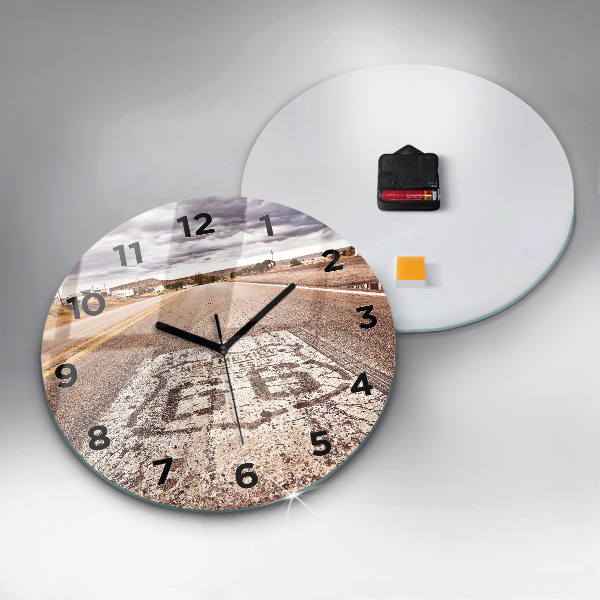 Round glass wall clock Route 66 USA