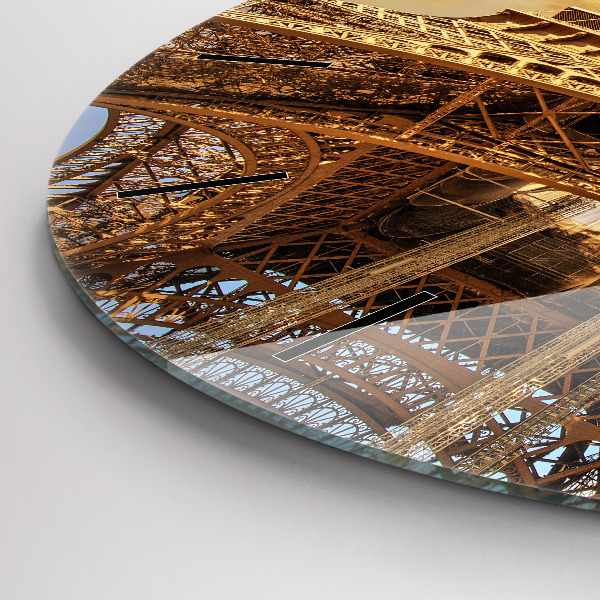 Round glass wall clock Eiffel Tower