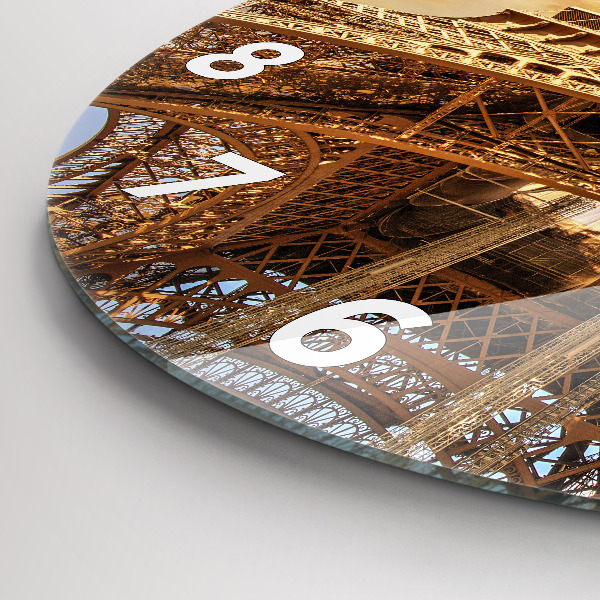 Round glass wall clock Eiffel Tower