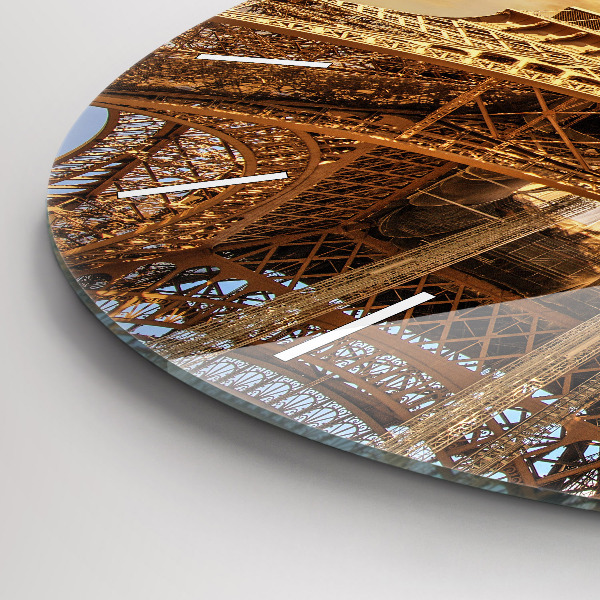 Round glass wall clock Eiffel Tower