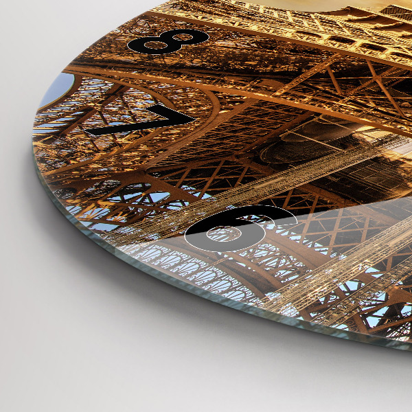 Round glass wall clock Eiffel Tower