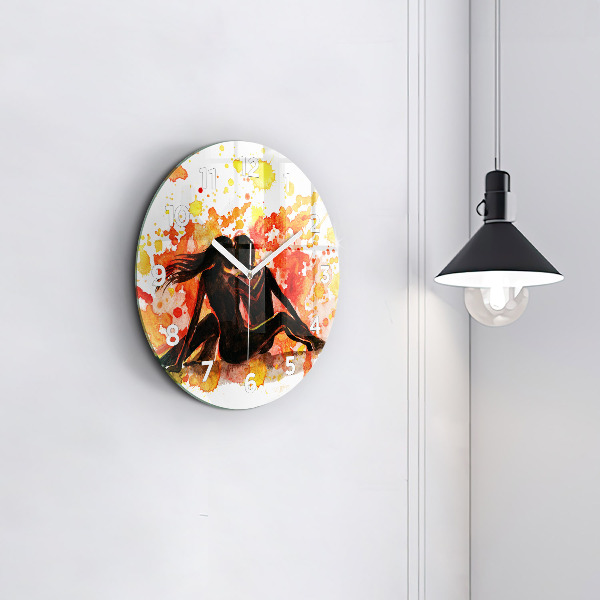 Round glass wall clock Love and a couple in love