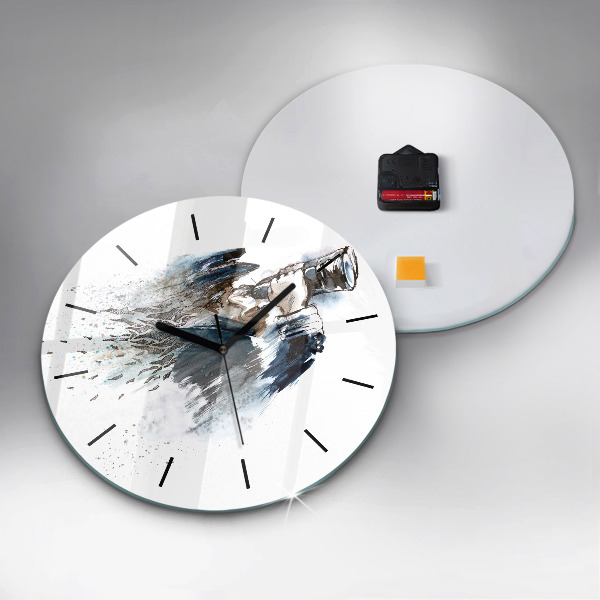 Round glass wall clock Captain with binoculars
