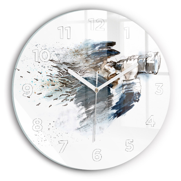 Round glass wall clock Captain with binoculars