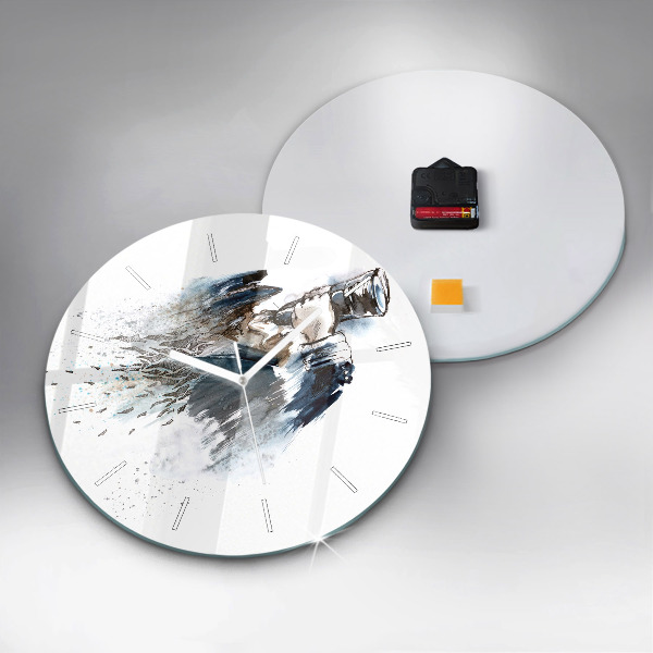 Round glass wall clock Captain with binoculars