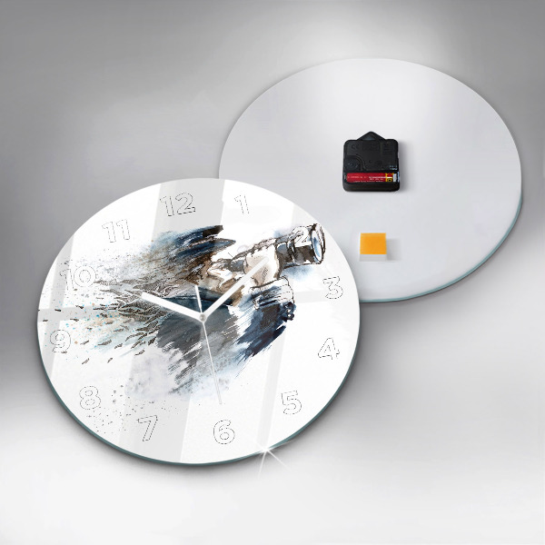 Round glass wall clock Captain with binoculars