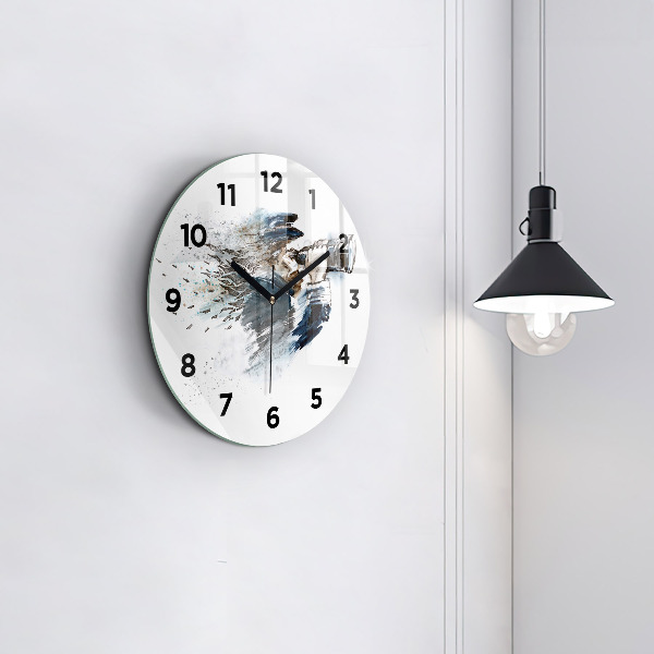 Round glass wall clock Captain with binoculars