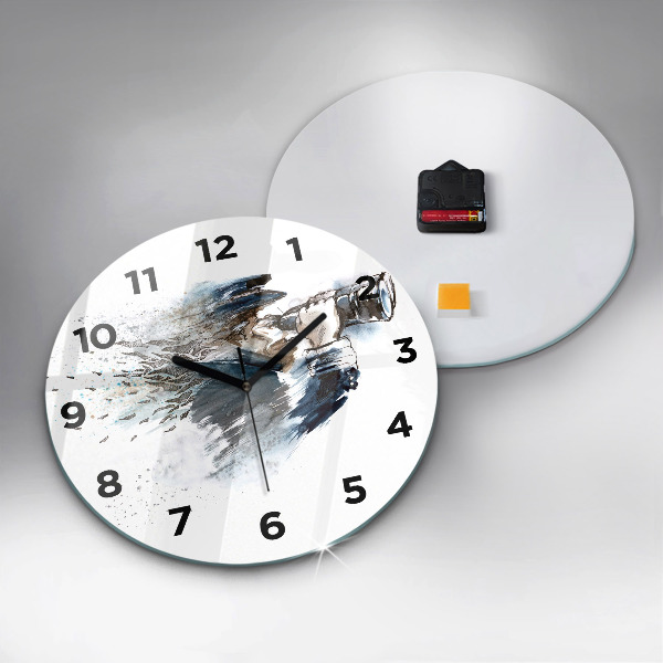 Round glass wall clock Captain with binoculars